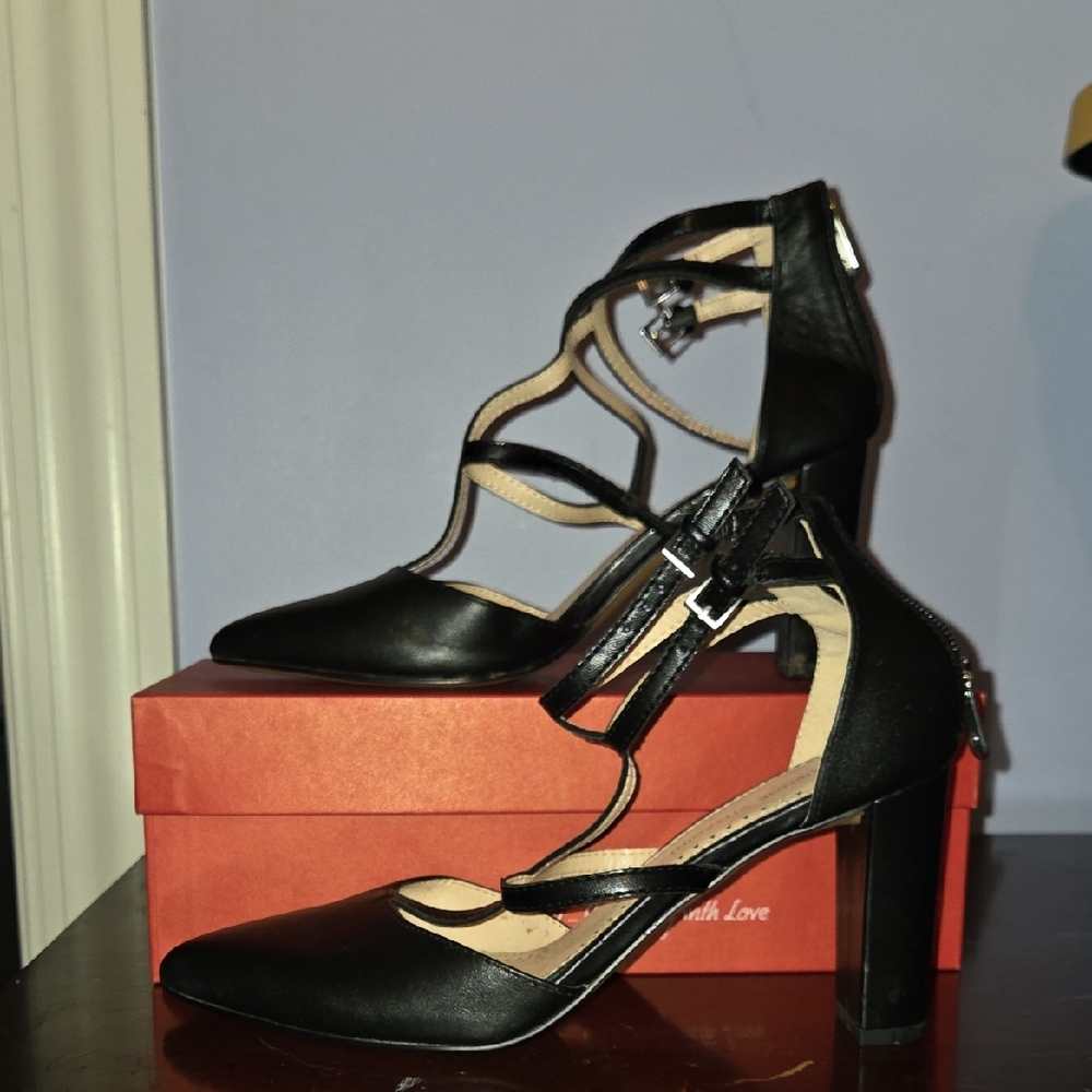 black strappy heels